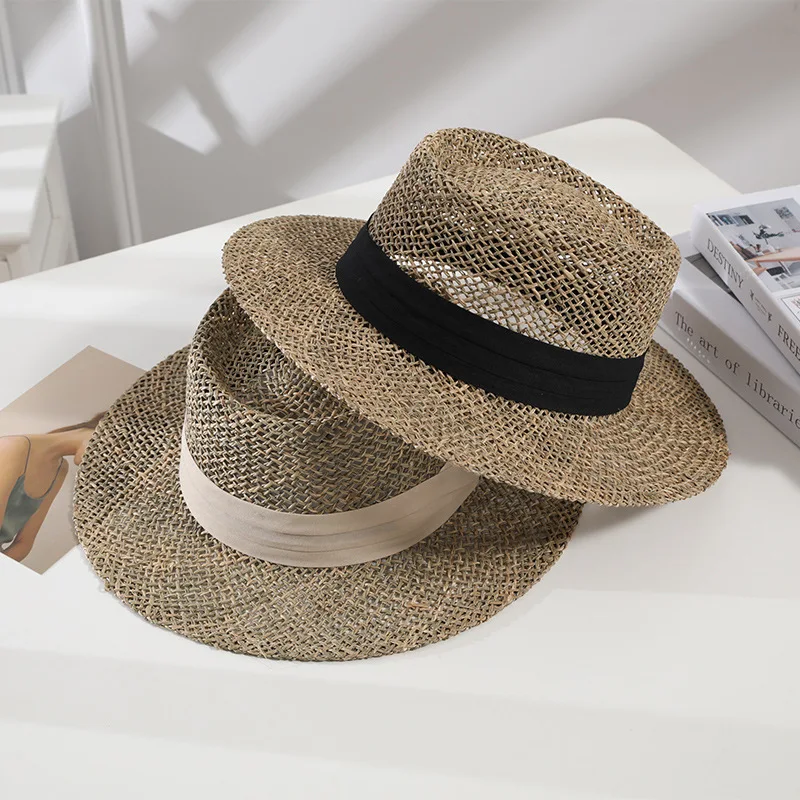 Travel Natural Seagrass Hollow Flat Brim Hat Ladies Summer Porkpie Concave Round Sun Hat Beach Straw Hat With Ribbon Wholesale
Travel Natural Seagrass Hollow Flat Brim Hat Ladies Summer Porkpie Concave Round Sun Hat Beach Straw Hat With Ribbon Wholesale