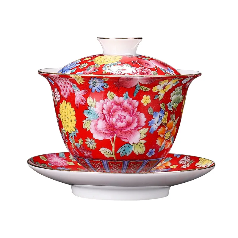 Porcelain Multi-Flower Tureen, Teacup Set, Tea Cover Grilled Flower Enamel, Large Three-Capacity Tureen, Court Style Tea Bowl
Porcelain Multi-Flower Tureen, Teacup Set, Tea Cover Grilled Flower Enamel, Large Three-Capacity Tureen, Court Style Tea Bowl