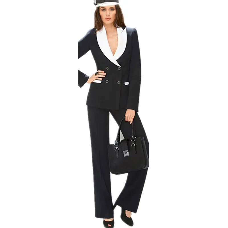 White Lapel Black Suit Women Business Suit 2 Piece Pantsuits Ladies Office Uniform Female Trouser Suits for Weddings Custom Made
White Lapel Black Suit Women Business Suit 2 Piece Pantsuits Ladies Office Uniform Female Trouser Suits for Weddings Custom Made