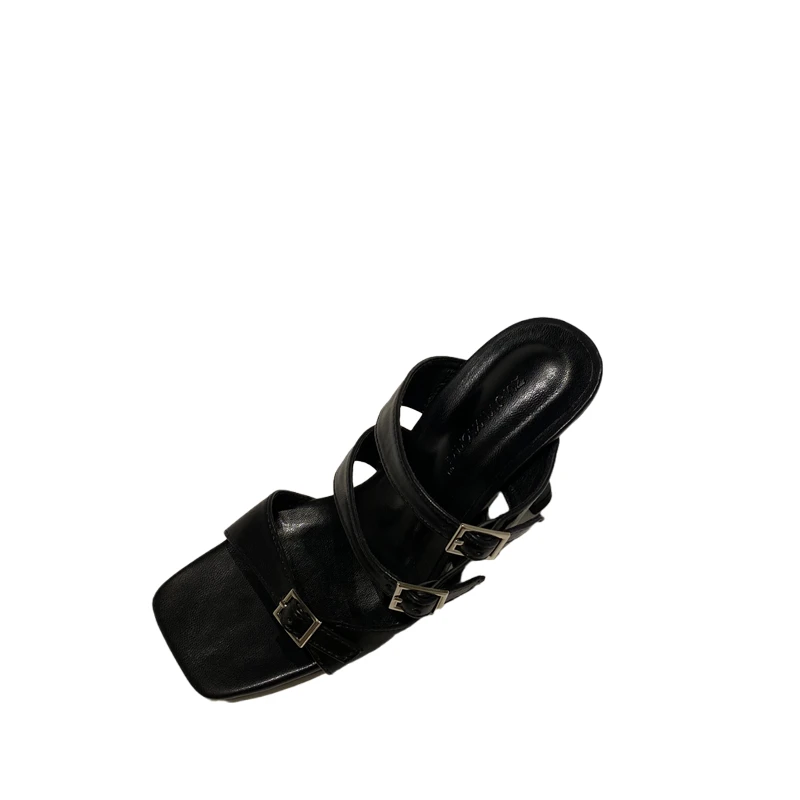 Thick High Heels Sandals 2021 Segmented Square Head Metal Buckle Black White Solid Color Women's Slippers Hollow Open Toe Slides
Thick High Heels Sandals 2021 Segmented Square Head Metal Buckle Black White Solid Color Women's Slippers Hollow Open Toe Slides
