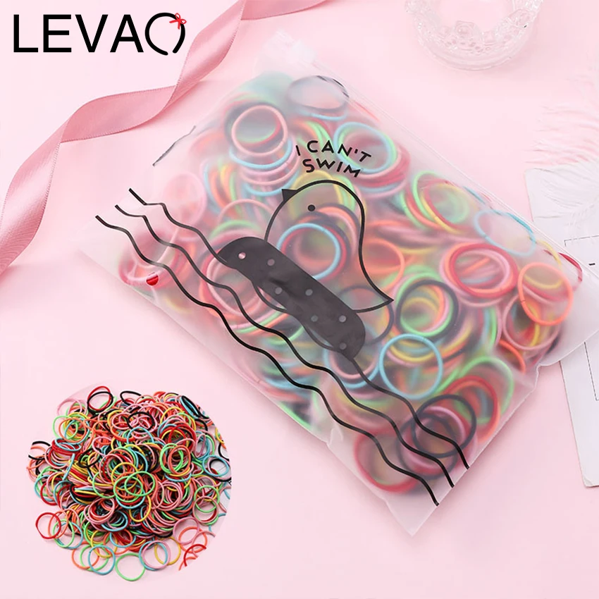 Levao 100 шт./компл. сумка для девочек милые цветные эластичные резинки с завязками