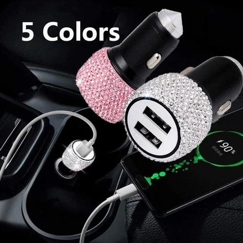 Diamond-mounted Car Phone Safety Hammer Charger Dual USB Fast-charged Diamond Car Phone Aluminum Alloy Car Charger Accessories
Diamond-mounted Car Phone Safety Hammer Charger Dual USB Fast-charged Diamond Car Phone Aluminum Alloy Car Charger Accessories