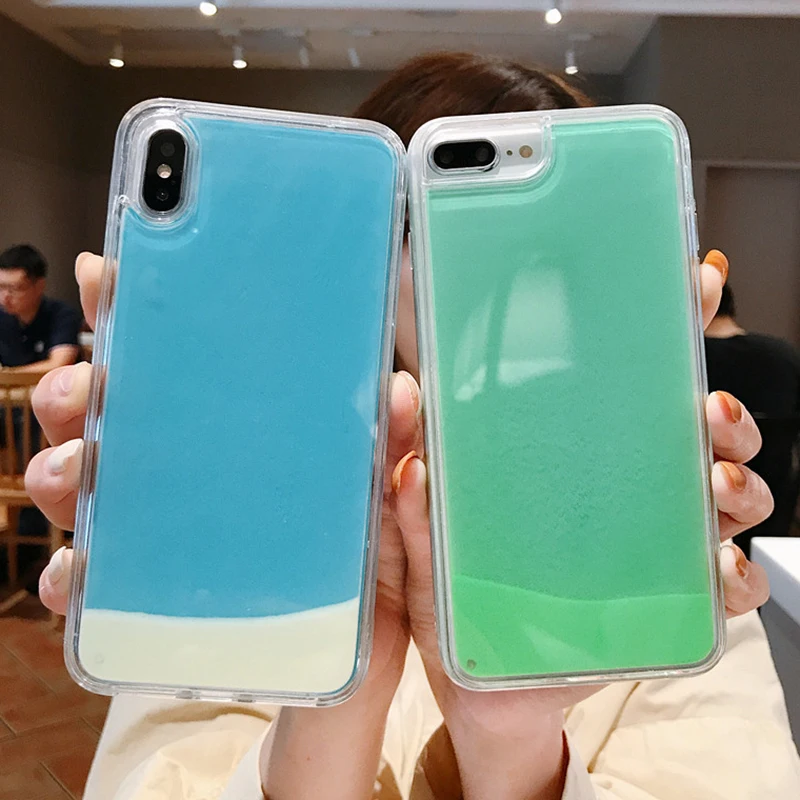 Светящийся неоновый песок жидкий защитный чехол для Xiaomi Redmi Note 7 Pro Блестящий