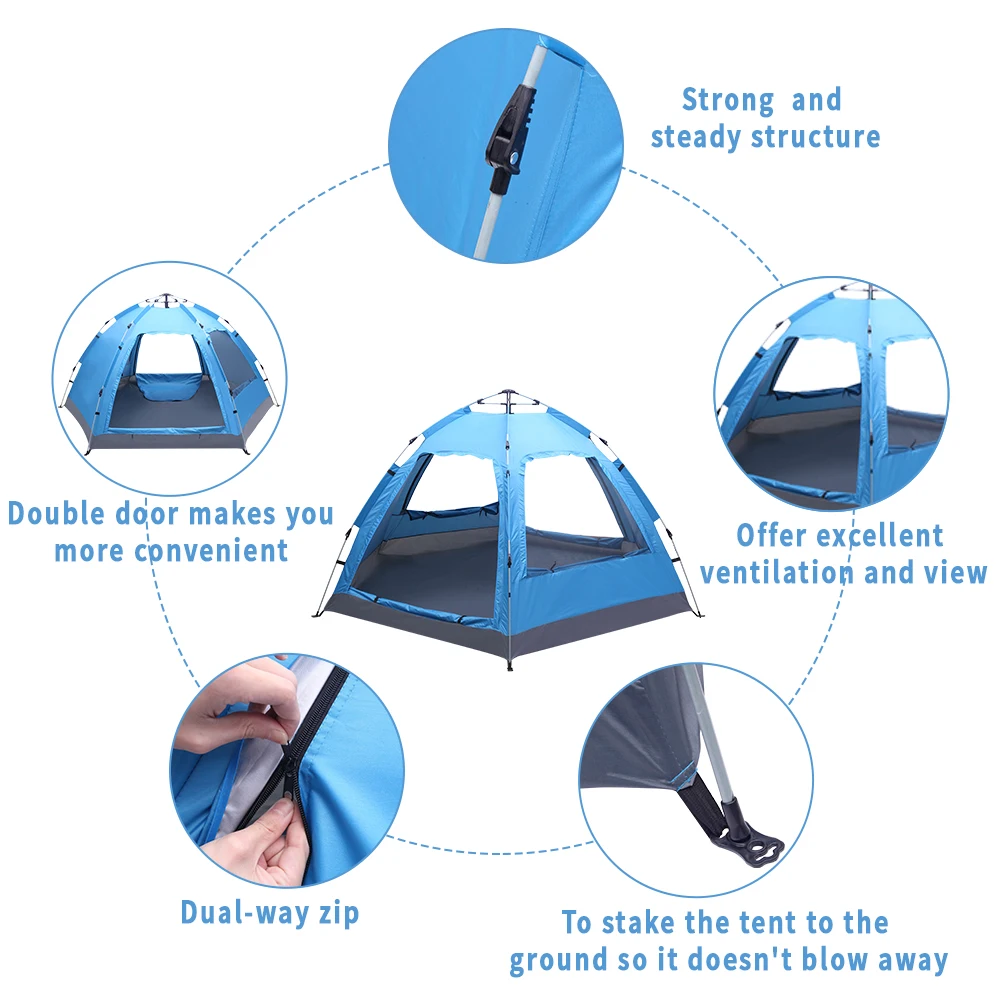 3-4 Person Automatic Opening Tent Instant Waterproof for Outdoor Camping USA Warehouse
3-4 Person Automatic Opening Tent Instant Waterproof for Outdoor Camping USA Warehouse