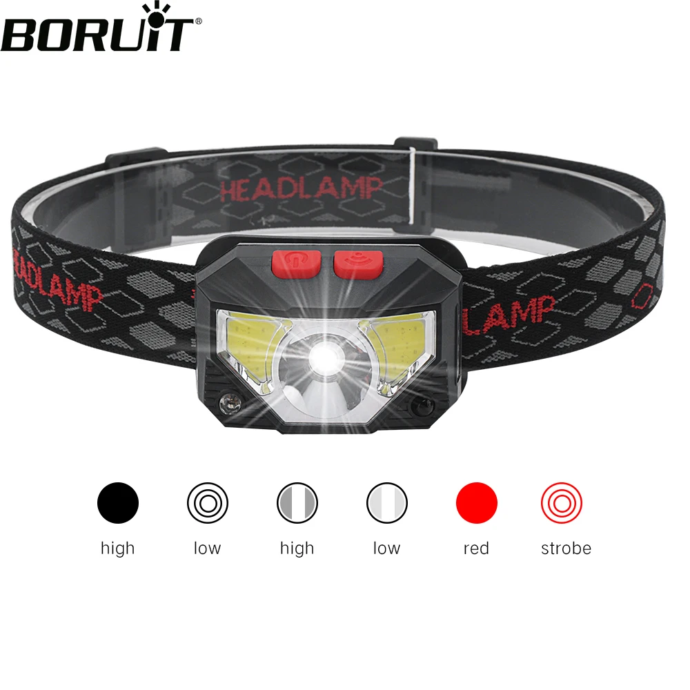 Налобный фонарь BORUiT H03 XPG светодиодный с ИК датчиком движения зарядка через USB