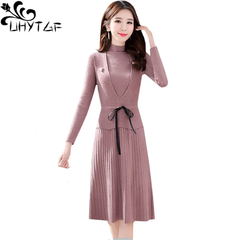 UHYTGF Sweater dress knitted autumn winter 2 piece set elegant sweater dress women long sleeve pullover sweaters set Female 1215
UHYTGF Sweater dress knitted autumn winter 2 piece set elegant sweater dress women long sleeve pullover sweaters set Female 1215
