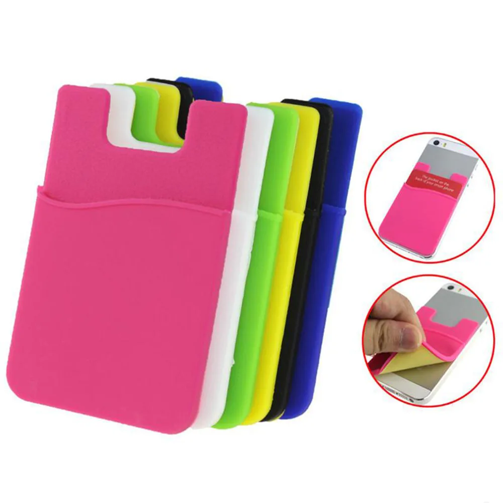 Phone Card Holder Silicone Cell Wallet Case Credit ID Pocket Stick on 3M Adhesive with OPP Bag | Мобильные телефоны и