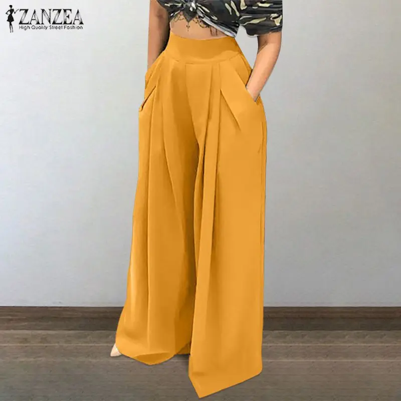 ZANZEA Fashion Women Wide Leg Pants Summer High Waist Solid Long Trousers Casual Loose Pantalon Office Work Palazzo Oversize
ZANZEA Fashion Women Wide Leg Pants Summer High Waist Solid Long Trousers Casual Loose Pantalon Office Work Palazzo Oversize