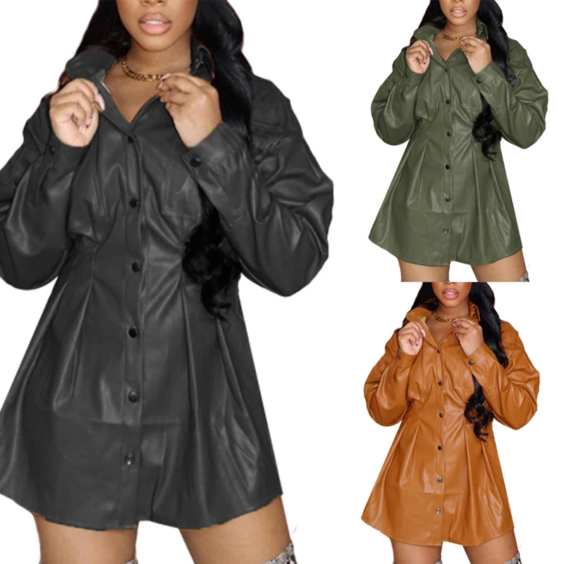 Women's Autumn Winter Pu Leather Jacket Fashion Solid Color Long Sleeve Turn Down Collar Button Outerwear Female Jackets
Women's Autumn Winter Pu Leather Jacket Fashion Solid Color Long Sleeve Turn Down Collar Button Outerwear Female Jackets