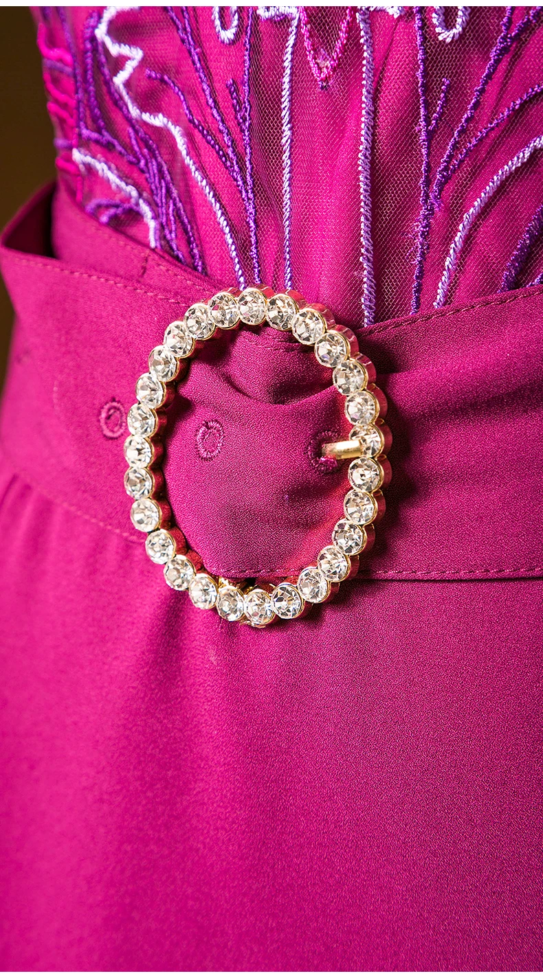 2020 Summer Fashion Purple Dress High Quality Women Luxurious Embroidery Sexy Sheer Mesh Ring Belt Patchwork Mid-Calf Dress XL 
2020 Summer Fashion Purple Dress High Quality Women Luxurious Embroidery Sexy Sheer Mesh Ring Belt Patchwork Mid-Calf Dress XL