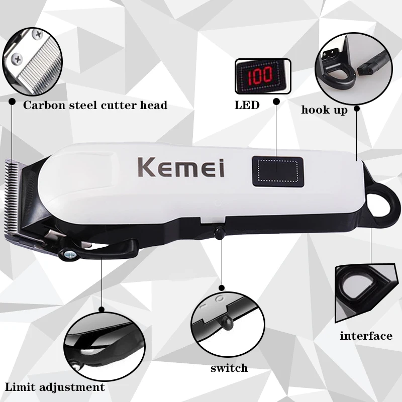 Kemei hair clipper cordless haircut men's beard razor hair trimmer electric Hair Clipper KM-2600 styling tool
Kemei hair clipper cordless haircut men's beard razor hair trimmer electric Hair Clipper KM-2600 styling tool