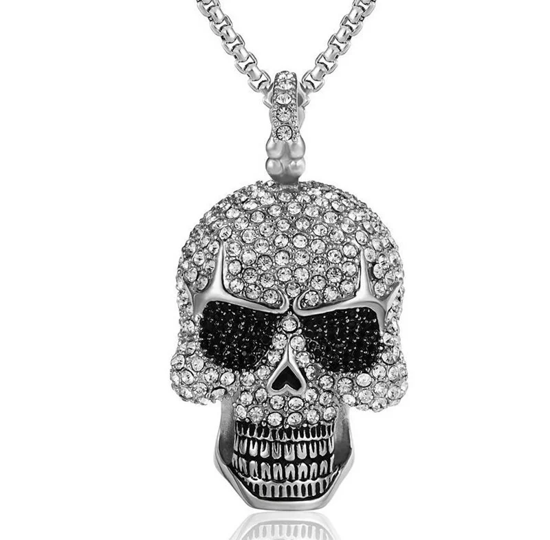 Goth Ice Out Zircon Big Skull Pendant Necklace for Men Women Hip Hop Rap Rock Party Jewelry
Goth Ice Out Zircon Big Skull Pendant Necklace for Men Women Hip Hop Rap Rock Party Jewelry