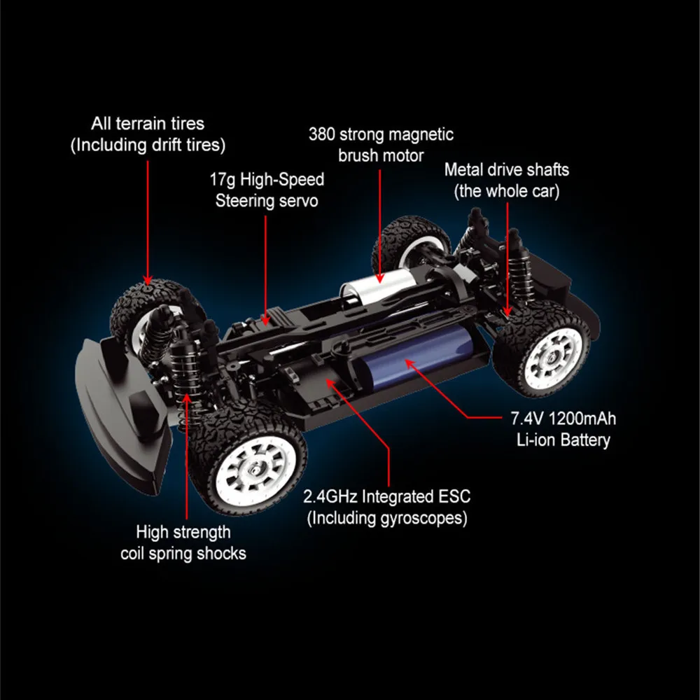 UDIRC 1601 RTR 1/16 2.4G Remote Control RC Car 4WD 30km/h LED Light Drift On-Road Proportional Control Vehicles Model
UDIRC 1601 RTR 1/16 2.4G Remote Control RC Car 4WD 30km/h LED Light Drift On-Road Proportional Control Vehicles Model