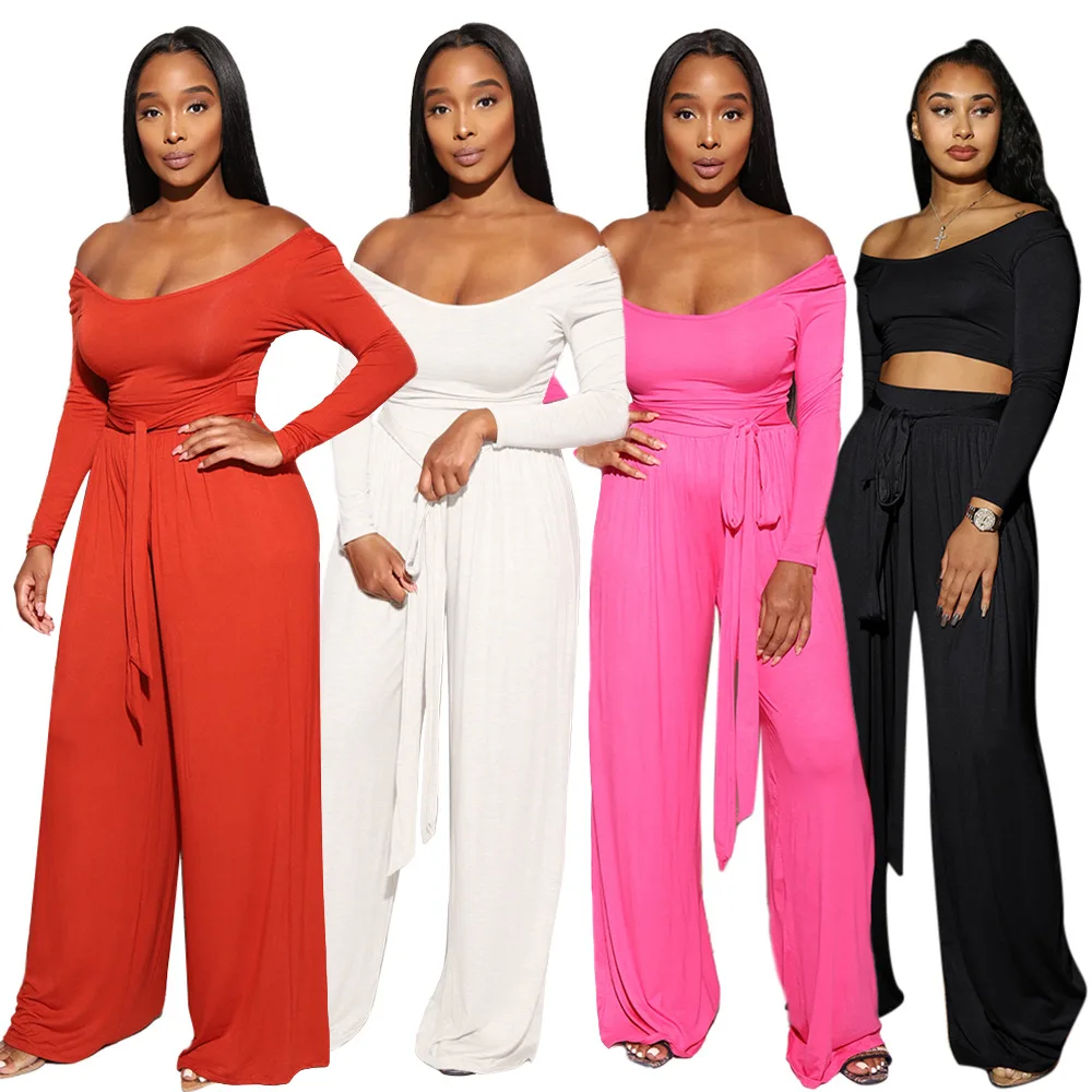 New Arrival Women Jumpsuits Solid Low Neck Long Sleeve Skinny Tops Loose Wide Leg Pant Casual Two Piece Outfit Sexy Matching Set
New Arrival Women Jumpsuits Solid Low Neck Long Sleeve Skinny Tops Loose Wide Leg Pant Casual Two Piece Outfit Sexy Matching Set