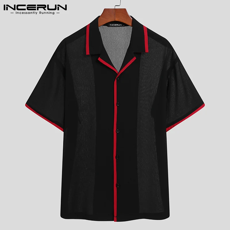 Men Shirt Patchwork Lapel Streetwear Short Sleeve See Through Fashion Casual Men Clothing 2022 Party Camisas Hombre INCERUN 5XL
Men Shirt Patchwork Lapel Streetwear Short Sleeve See Through Fashion Casual Men Clothing 2022 Party Camisas Hombre INCERUN 5XL