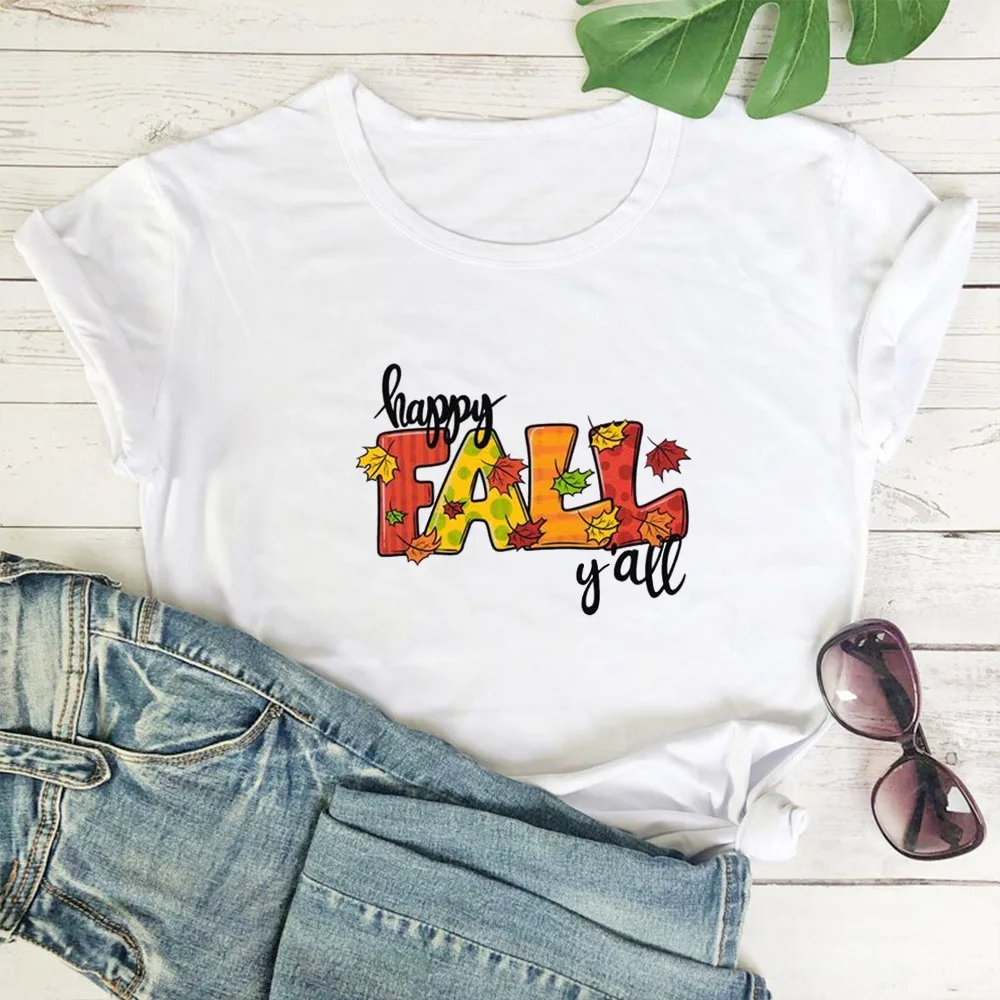 Happy Fall T-shirt Women Harajuku Fallen Leaves Pattern Tee Shirt Women Casual Short Sleeve Tshirts Women White Top Streetwear
Happy Fall T-shirt Women Harajuku Fallen Leaves Pattern Tee Shirt Women Casual Short Sleeve Tshirts Women White Top Streetwear