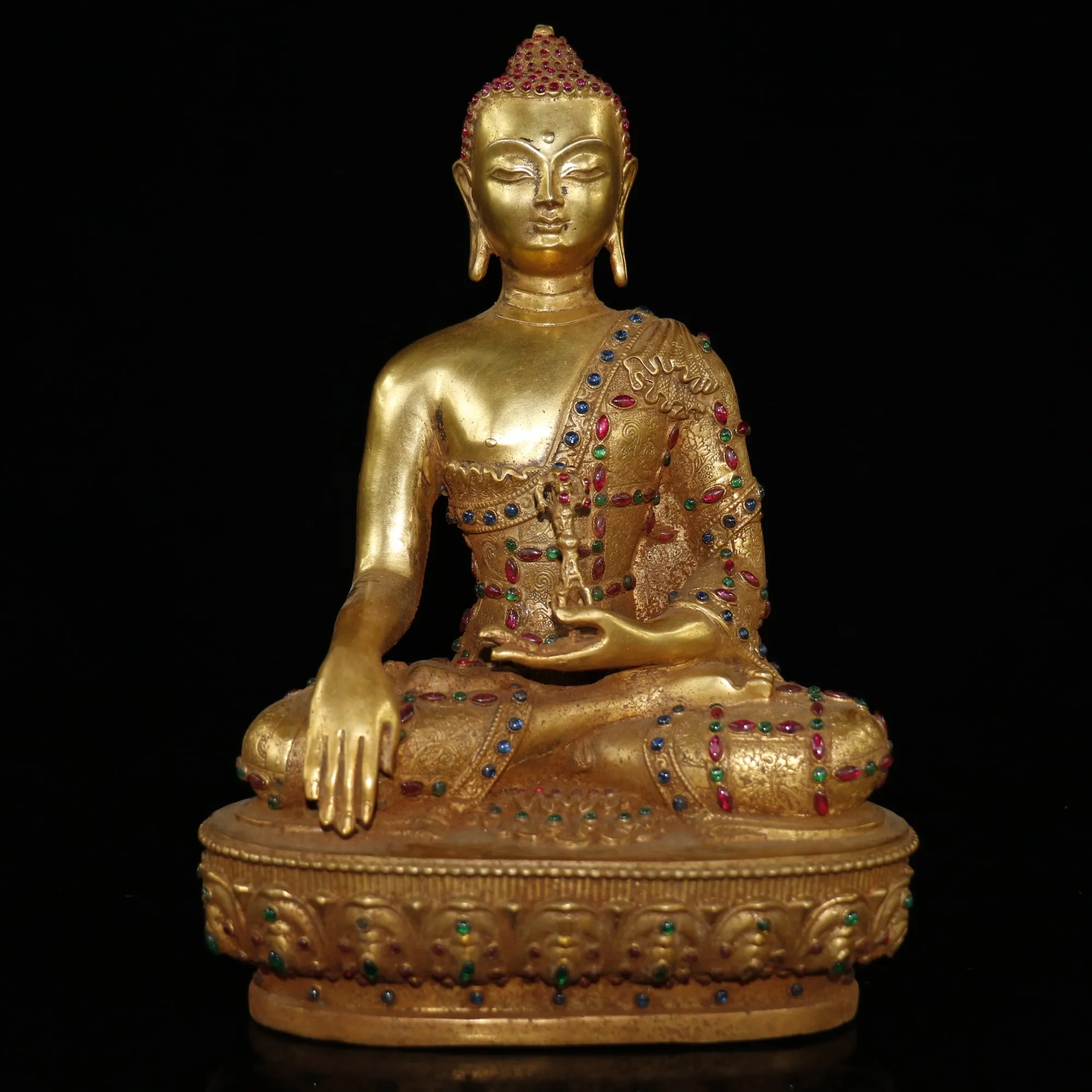 12"Tibet Buddhism Old Bronze Gilt mosaic Gem Vajra Big Day Tathagata Buddha Sakyamuni Sitting Buddha Enshrine the Buddha
12"Tibet Buddhism Old Bronze Gilt mosaic Gem Vajra Big Day Tathagata Buddha Sakyamuni Sitting Buddha Enshrine the Buddha