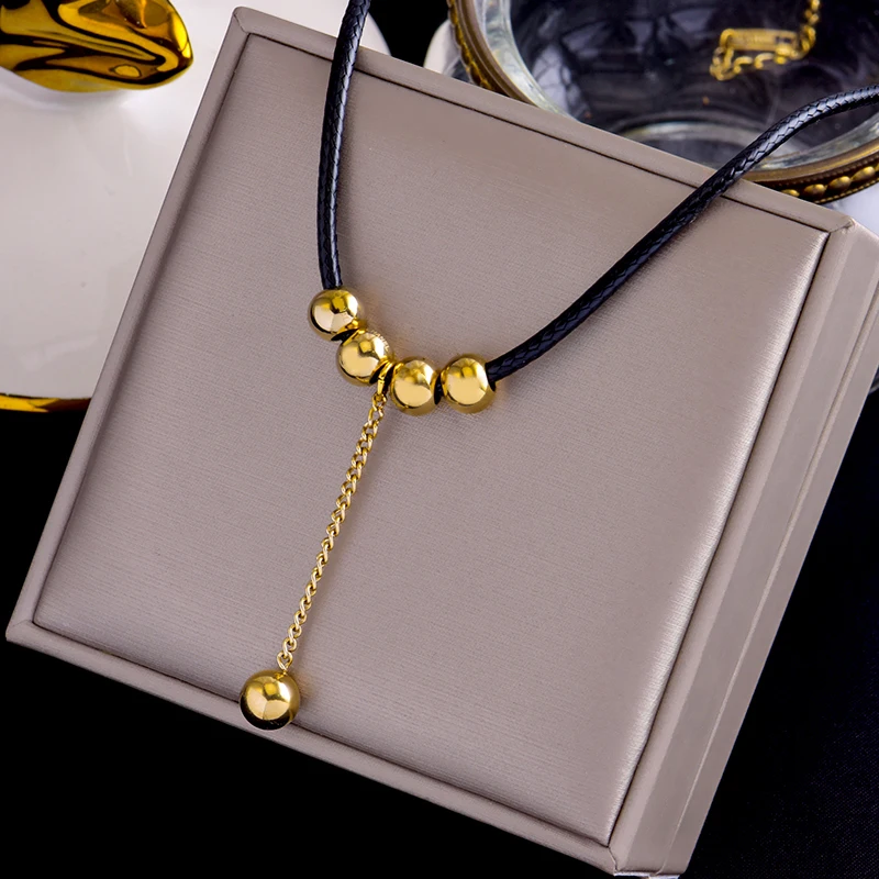 316l stainless steel no fading ball Necklace temperament is high-grade Light luxury black choker tassels jewelry wholesale
316l stainless steel no fading ball Necklace temperament is high-grade Light luxury black choker tassels jewelry wholesale