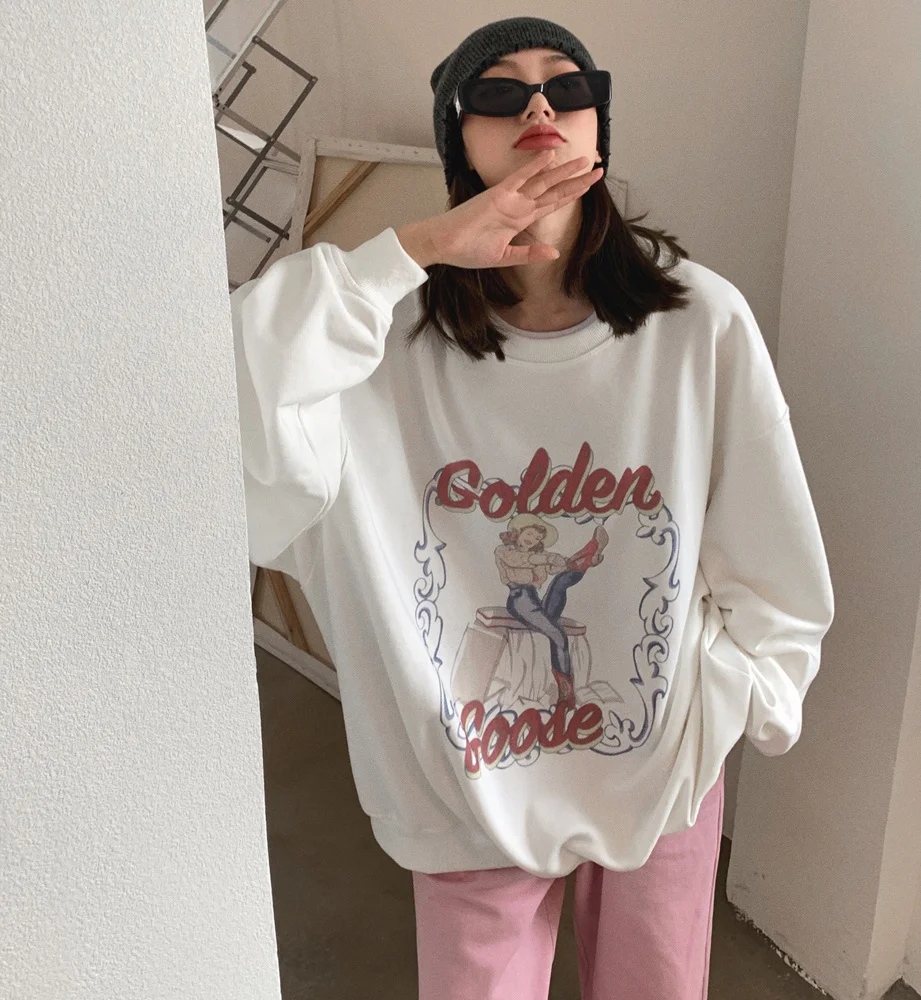 Pattern Letter Printed Sweatshirt Women's Loose Pullover 2021 Spring Autumn Top Harajuku Streetwear Kawaii Tops Korean Style 
Pattern Letter Printed Sweatshirt Women's Loose Pullover 2021 Spring Autumn Top Harajuku Streetwear Kawaii Tops Korean Style