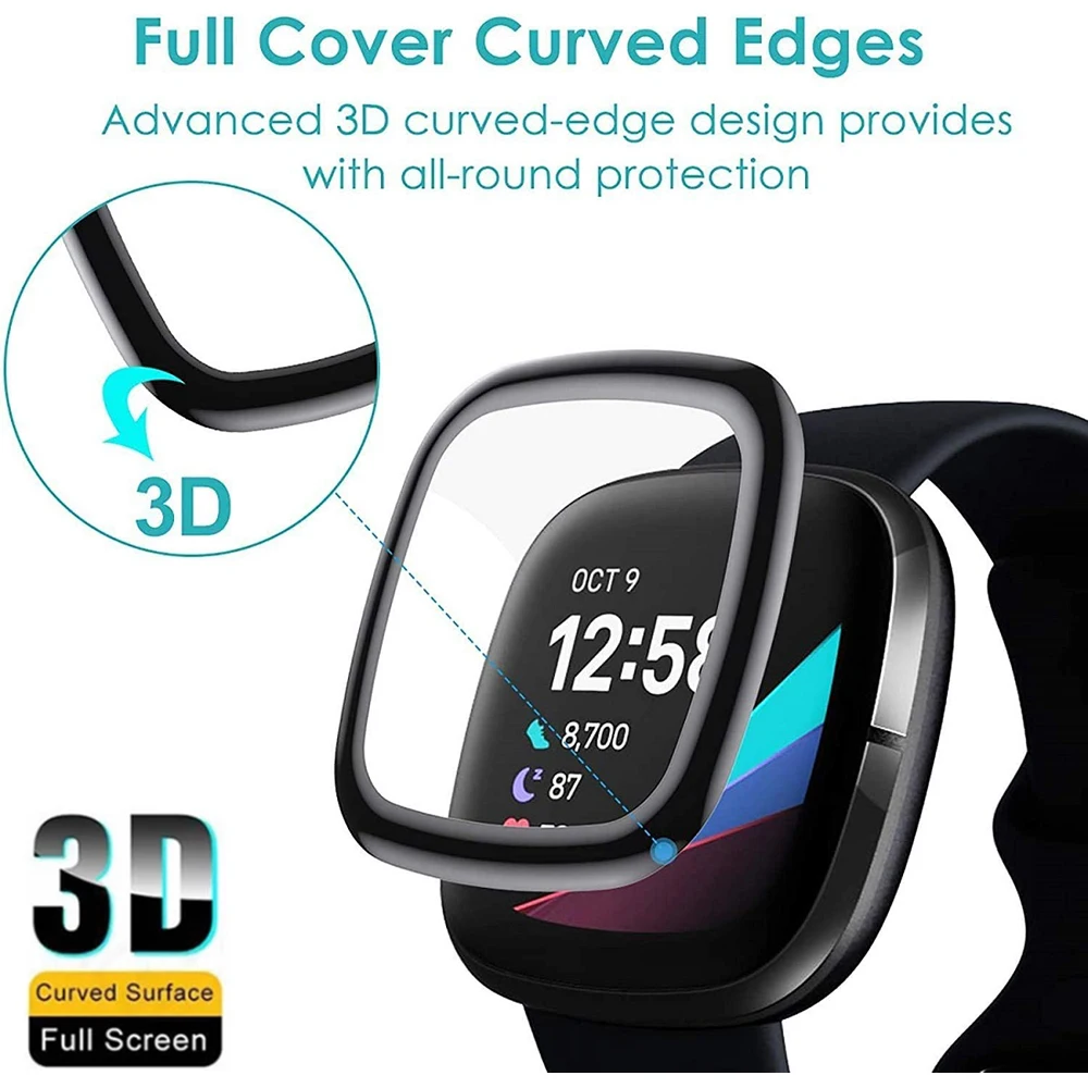 Защитная пленка для Fitbit Versa 3 & Sense 3D с закругленными краями и полным покрытием, мягкая защитная пленка для экрана для Fitbit Sense/Versa 3
Защитная пленка для Fitbit Versa 3 & Sense 3D с закругленными краями и полным покрытием, мягкая защитная пленка для экрана для Fitbit Sense/Versa 3