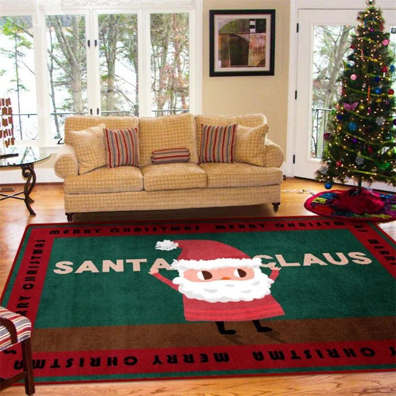 

Merry Christmas Rug Soft Flannel 3D Printed Rugs Parlor Mat Area Rugs Anti-slip Large Carpet Rug Living Room Decor D-001