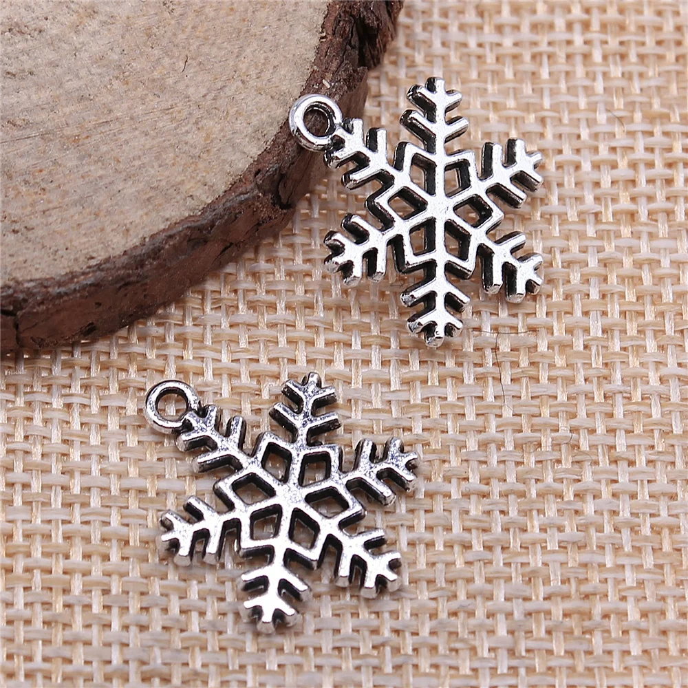 

WYSIWYG 10pcs 17x22mm Snowflake Pendant Charms Antique Silver Color For Jewelry Making Zinc Alloy Jewelry Findings