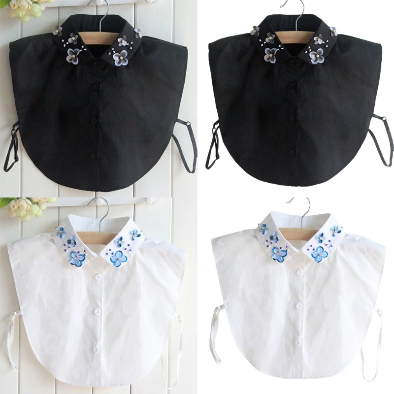 Ladies Cotton Detachable Half Shirt Blouse Handmade Beading Sequins Floral Lapel Fake Collar Sweater Decorative Dickey
Ladies Cotton Detachable Half Shirt Blouse Handmade Beading Sequins Floral Lapel Fake Collar Sweater Decorative Dickey