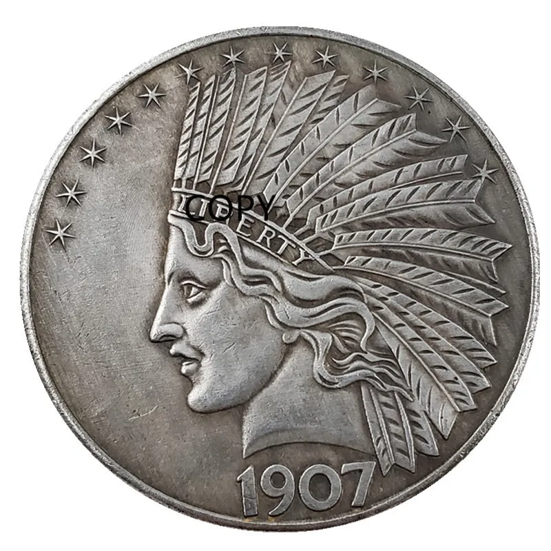 1907 Indian Commemorative Coin Replica Silver Plated Collectible Copy Specie Home Decoration Coin Retro Craft Gift
1907 Indian Commemorative Coin Replica Silver Plated Collectible Copy Specie Home Decoration Coin Retro Craft Gift