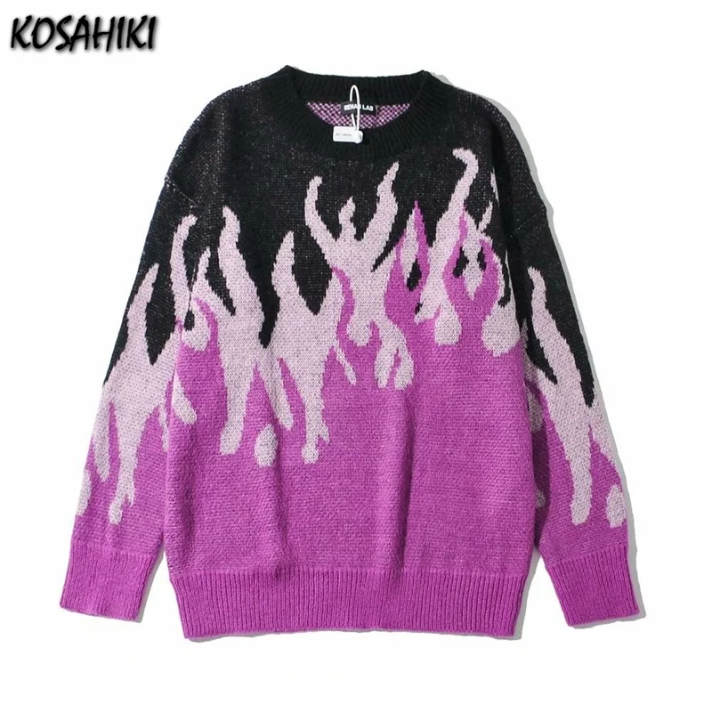 KOSAHIKI Sweater Women Men Harajuku Hip Hop Streetwear Flame Pullover O-neck Oversize Fashion Casual Couple Loose Sweaters
KOSAHIKI Sweater Women Men Harajuku Hip Hop Streetwear Flame Pullover O-neck Oversize Fashion Casual Couple Loose Sweaters