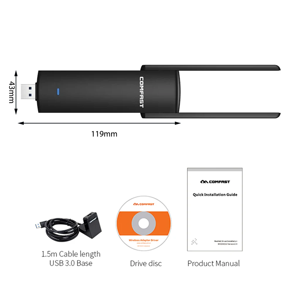 COMFAST CF-939AC Network Card 2.4G 5G Dual Band 1900Mbps Gigabit WiFi Extender USB3.0 Wireless Gaming Network Card
COMFAST CF-939AC Network Card 2.4G 5G Dual Band 1900Mbps Gigabit WiFi Extender USB3.0 Wireless Gaming Network Card
