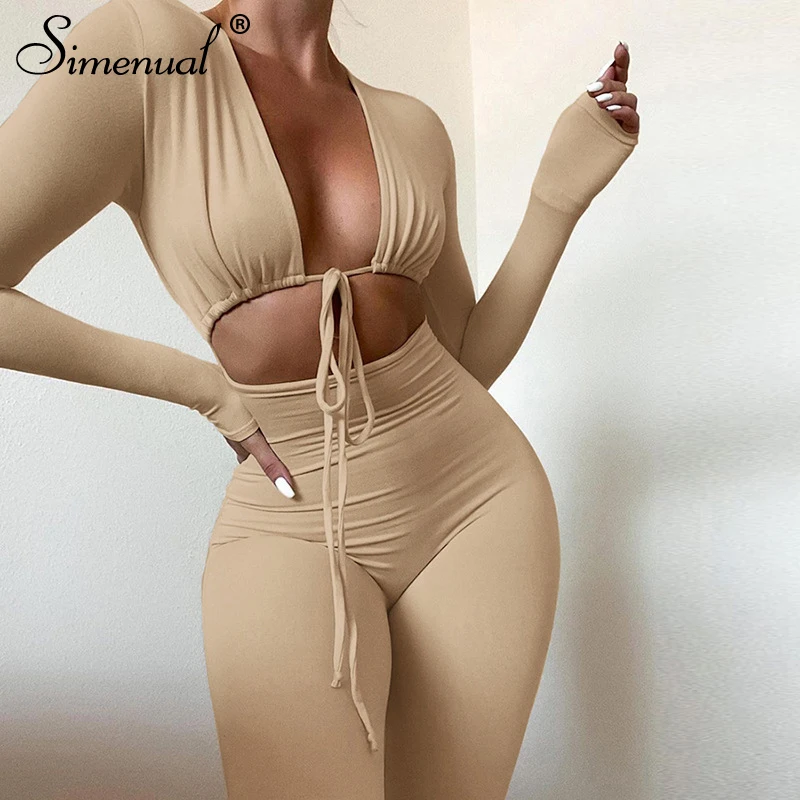 Simenual Tie Up Loungewear Fitness Long Sleeve Jumpsuits Sporty Workout Active Wear Fall Casual Solid Outfits Simple Fashion Hot
Simenual Tie Up Loungewear Fitness Long Sleeve Jumpsuits Sporty Workout Active Wear Fall Casual Solid Outfits Simple Fashion Hot