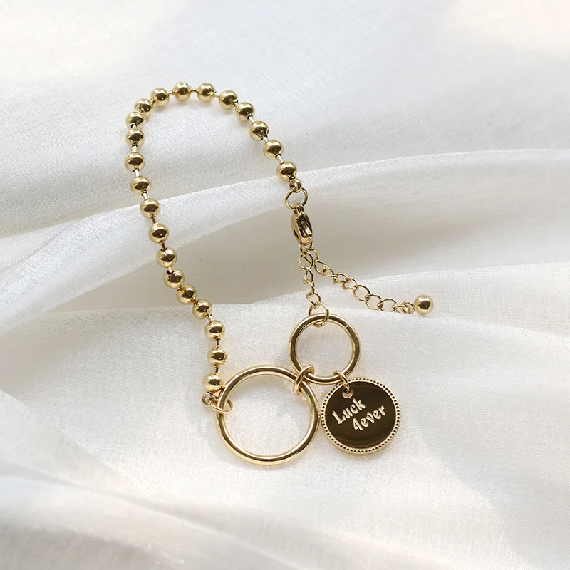 Lucky Forever Pendant Stainless Steel Beads Chain Bracelets for Women 14k Gold Plated Delicate Jewelry for Women Lovers' Gifts 
Lucky Forever Pendant Stainless Steel Beads Chain Bracelets for Women 14k Gold Plated Delicate Jewelry for Women Lovers' Gifts
