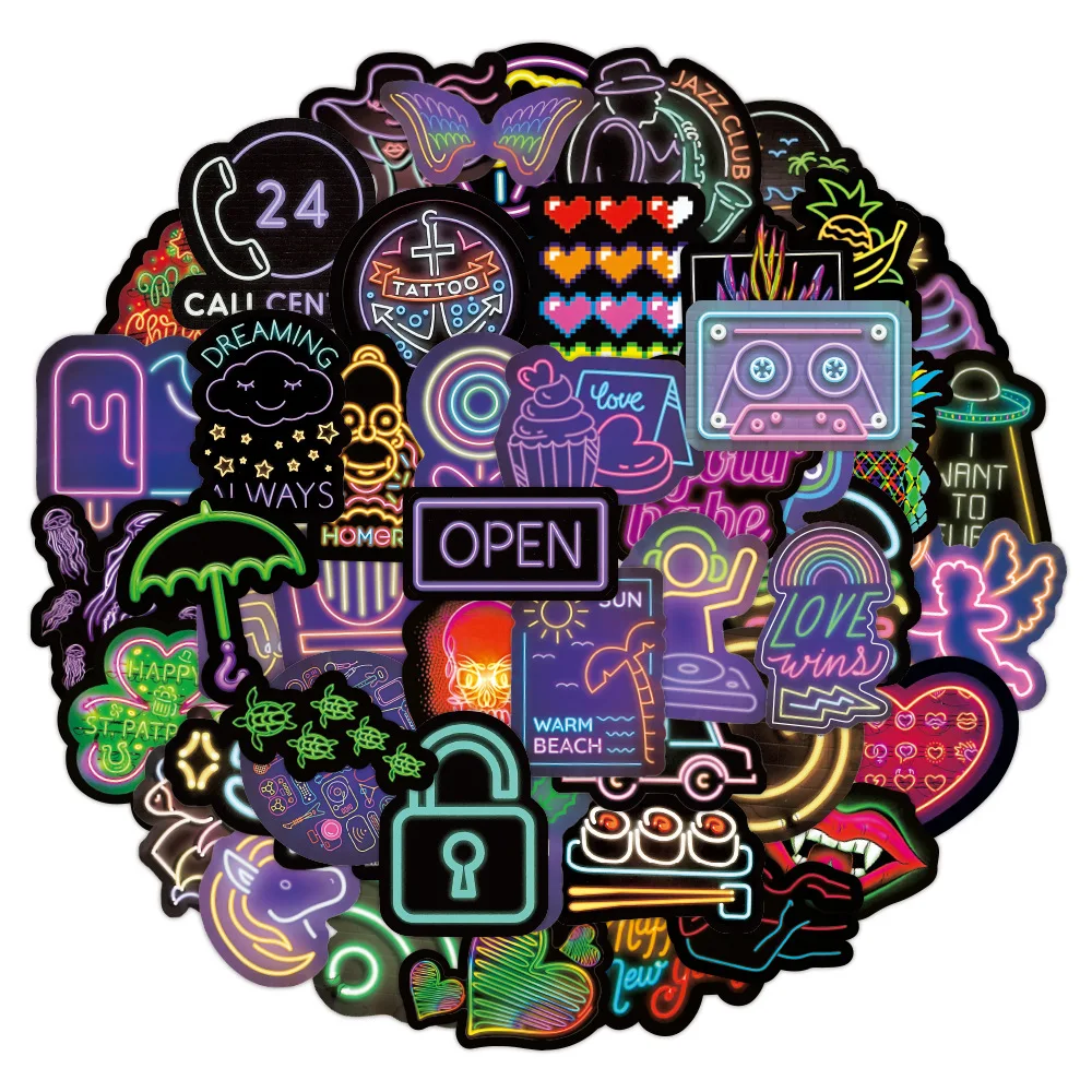 50pcs Neon Light Stickers Cute Icon Decals DIY Luggage Laptop Guitar Fridge Bike Phone Car Scrapbook Stationery Sticker Kids Toy 
50pcs Neon Light Stickers Cute Icon Decals DIY Luggage Laptop Guitar Fridge Bike Phone Car Scrapbook Stationery Sticker Kids Toy