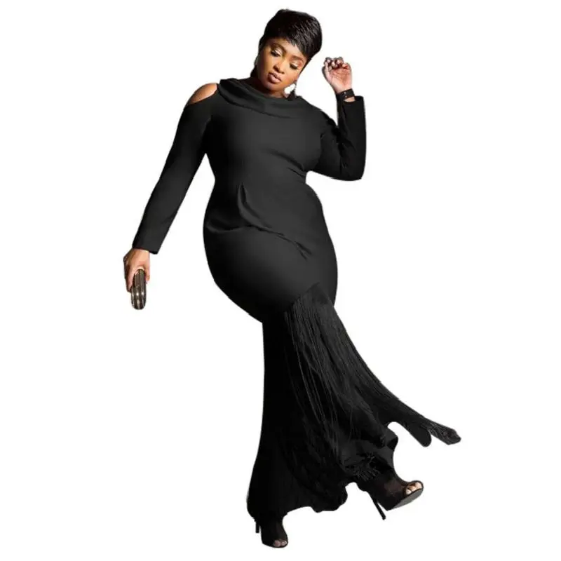 Women Plus Size tassel Long sleeve long maxi dress Double big Size Dress black causal party Dress Vestidos
Women Plus Size tassel Long sleeve long maxi dress Double big Size Dress black causal party Dress Vestidos
