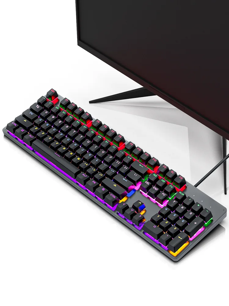 USB Mechanical Wired Gaming Keyboard Blue Red Switch 104 Keys Anti-ghosting RGB LED Backlit for Gamer Laptop
USB Mechanical Wired Gaming Keyboard Blue Red Switch 104 Keys Anti-ghosting RGB LED Backlit for Gamer Laptop