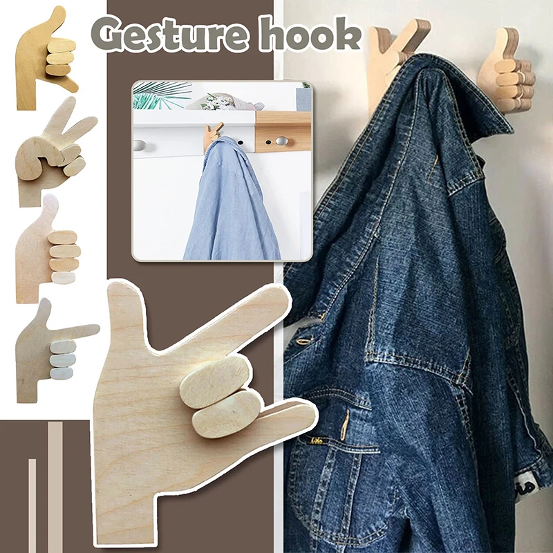 Wooden Gestures Coat Hook Creatives Wall Mounted Hanger Decorative For Livingroom Bedroom ALS88
Wooden Gestures Coat Hook Creatives Wall Mounted Hanger Decorative For Livingroom Bedroom ALS88