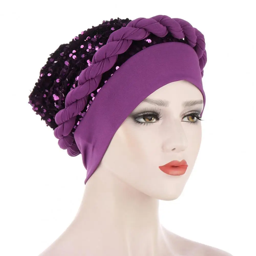 Elastic Twisted Beanie Multicolored Breathable Braid Hat Shiny Sequins Braid Wrap Hat Women Accessory Easy Wear for Daily Life
Elastic Twisted Beanie Multicolored Breathable Braid Hat Shiny Sequins Braid Wrap Hat Women Accessory Easy Wear for Daily Life