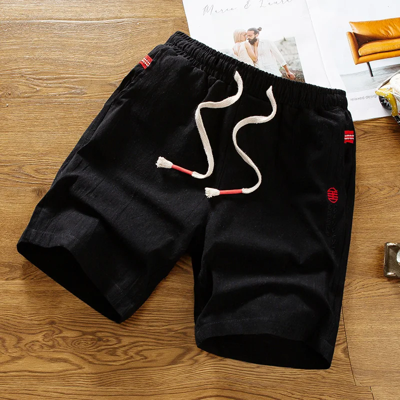 Summer new men's shorts high-quality five-point pants men's elastic band fashion trend large size cotton shorts men's clothing