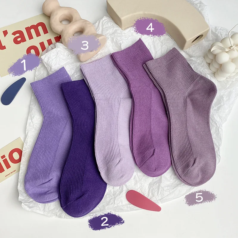 5Pairs/Pack Solid High Quality Cotton Socks Women Spring Summer Soft Breathable Japanese Korean Harajuku Cute Taro Purple Socks
5Pairs/Pack Solid High Quality Cotton Socks Women Spring Summer Soft Breathable Japanese Korean Harajuku Cute Taro Purple Socks