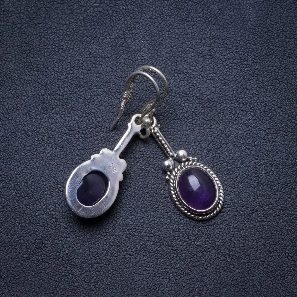 Natural Amethyst Handmade Unique 925 Sterling Silver Earrings 1.75" X4058 
Natural Amethyst Handmade Unique 925 Sterling Silver Earrings 1.75" X4058