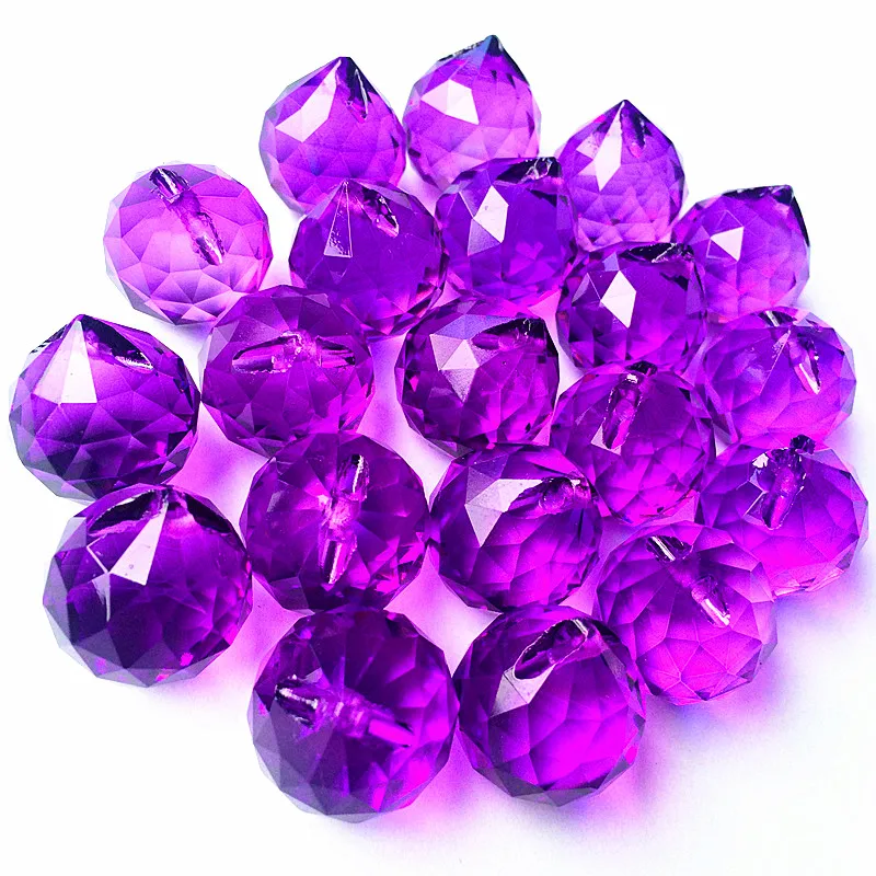 

Top Quality 24pcs 20mm Dark Purple Faceted Artificial Crystal Glass Balls Chandelier Parts Lighting Balls dress Window Craft