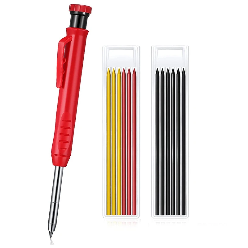 Solid Carpenter Pencil for Construction with 13 Refill Leads Built-in Sharpener, Long Nosed Deep Hole Mechanical Pencil
Solid Carpenter Pencil for Construction with 13 Refill Leads Built-in Sharpener, Long Nosed Deep Hole Mechanical Pencil
