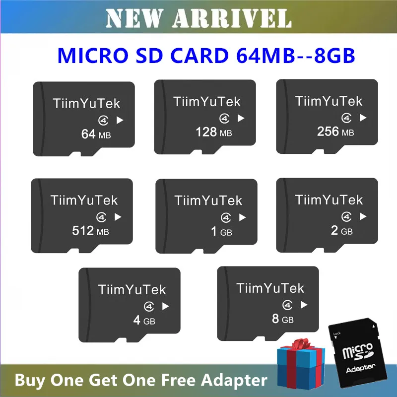 

New 64MB 128MB 256MB 512MB 1GB 2GB 4GB 8GB TF Card Micro card MicroSD Flash Drive Memory Card With Free Adapter