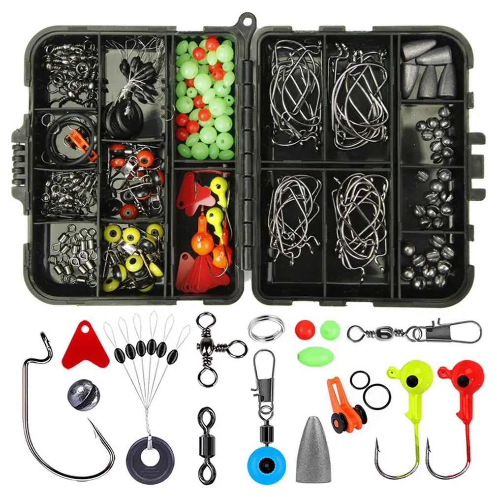 205pcs/box Fishing Accessories Kit Fishing Tackle Set Including Jig Hooks fishing Sinker Weights Fishing Swivels Snaps
205pcs/box Fishing Accessories Kit Fishing Tackle Set Including Jig Hooks fishing Sinker Weights Fishing Swivels Snaps