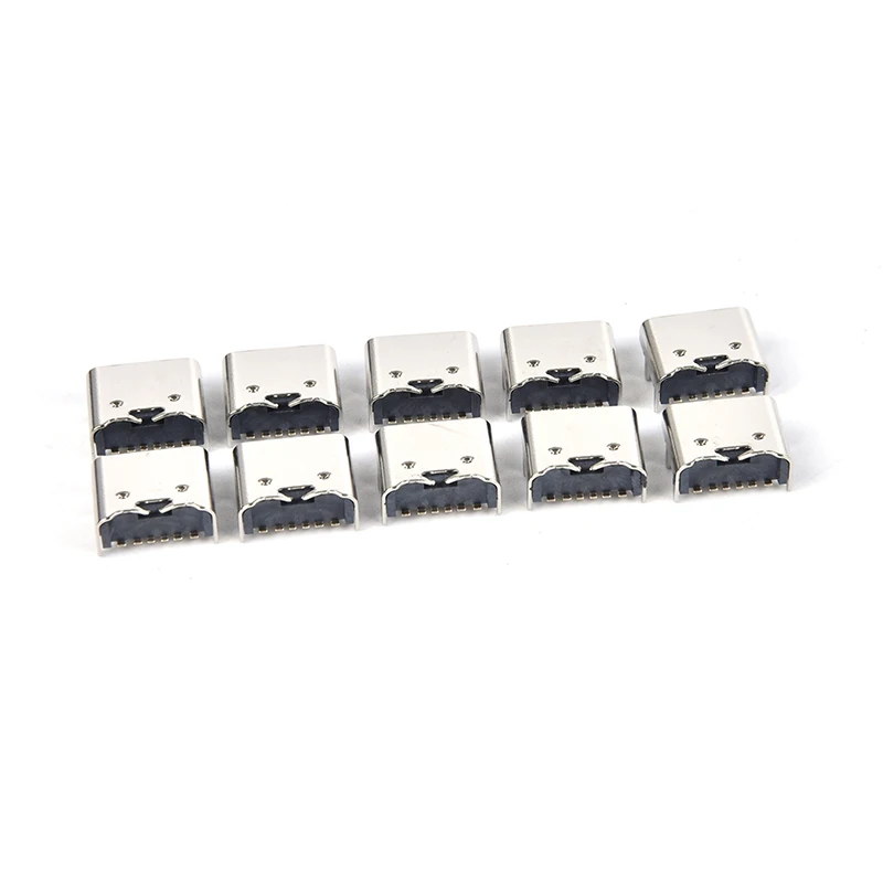 10pcs/lot 6 Pin SMT Socket Connector Micro USB Type C 3.1 Female Placement SMD DIP For PCB Design DIY High Current Charging | Электроника