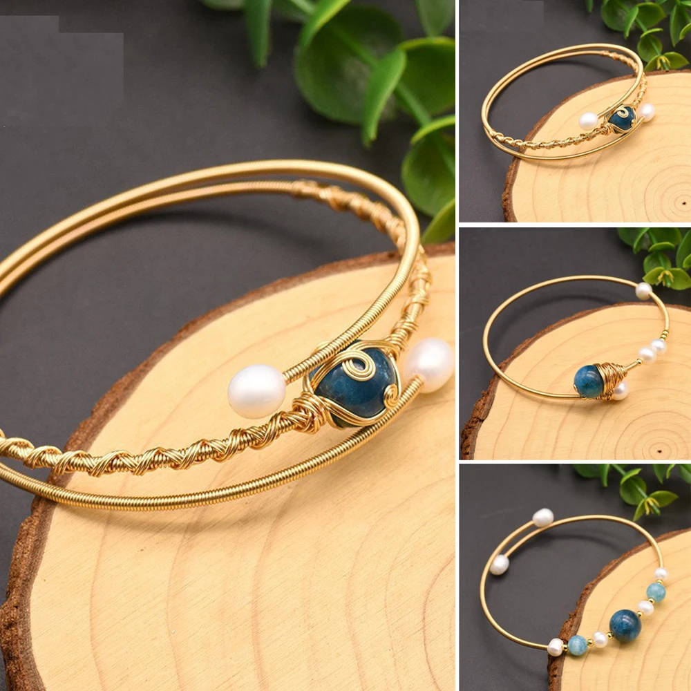 New Handmade Blue Stone Temperament Women Bracelets Bangles Natural Fresh Pearl Charm Cuff Bracelet Femme Jewellery Accessories
New Handmade Blue Stone Temperament Women Bracelets Bangles Natural Fresh Pearl Charm Cuff Bracelet Femme Jewellery Accessories