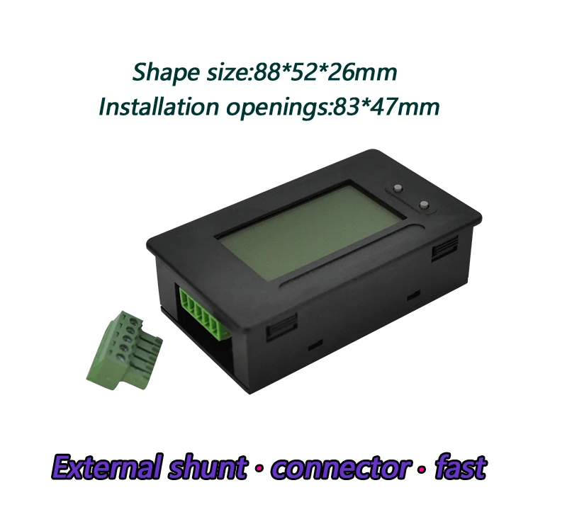 DC 200V 500A Coulomb meter Lithium Battery Monitor Charge discharge Voltage Current Power Capacity Display 12V 24V 36V 48V 60V