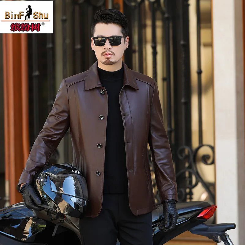 New men's wear Haining leather coat men's sheepskin leather coat men's middle aged Lapel coat middle aged leather jacket
New men's wear Haining leather coat men's sheepskin leather coat men's middle aged Lapel coat middle aged leather jacket