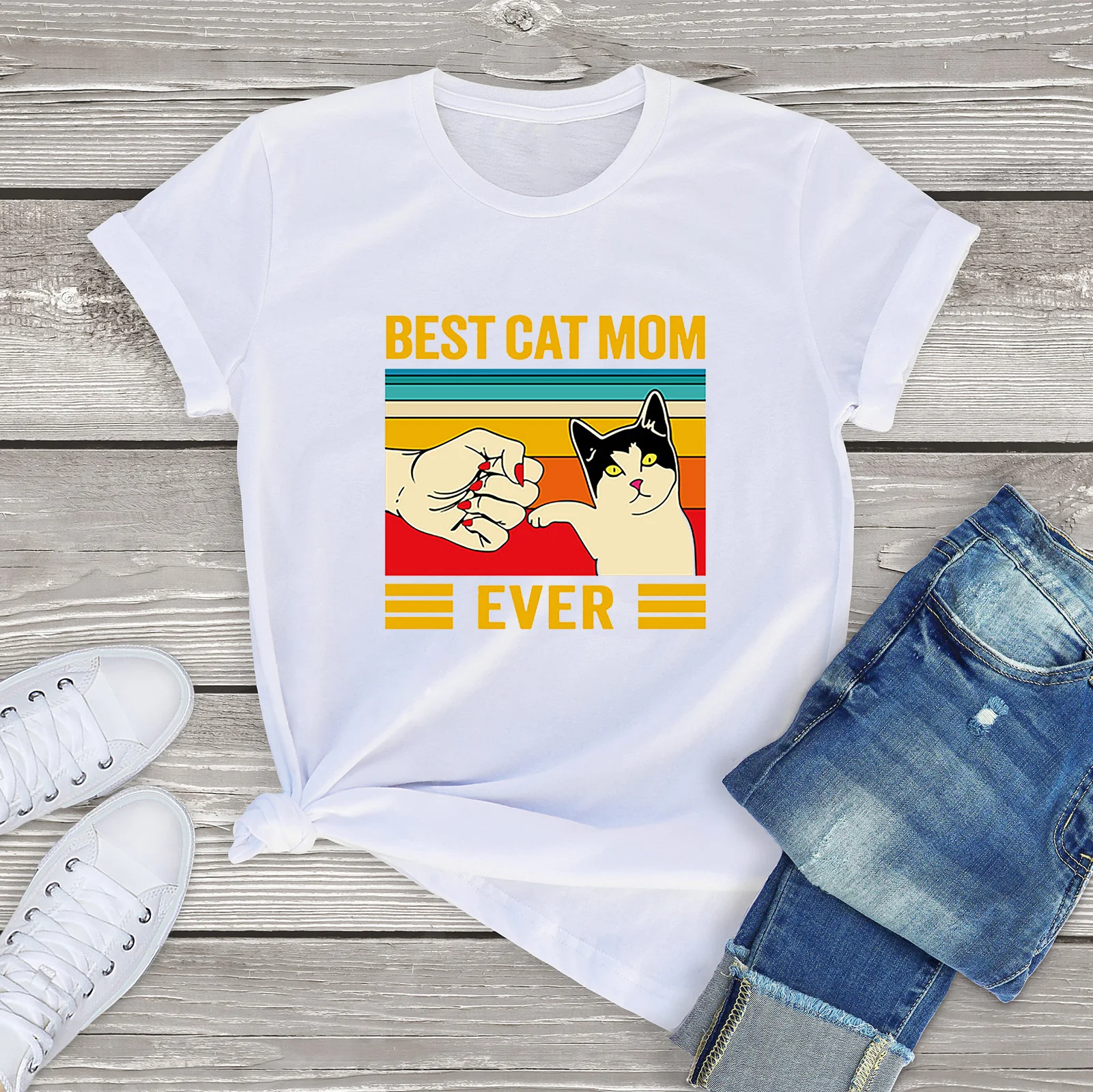 Women Best Cat Mother Fist Bump Graphic Print Female Summer Short-sleeved T-shirt Mother's Day Gift Harajuku Casual Top Tees
Women Best Cat Mother Fist Bump Graphic Print Female Summer Short-sleeved T-shirt Mother's Day Gift Harajuku Casual Top Tees