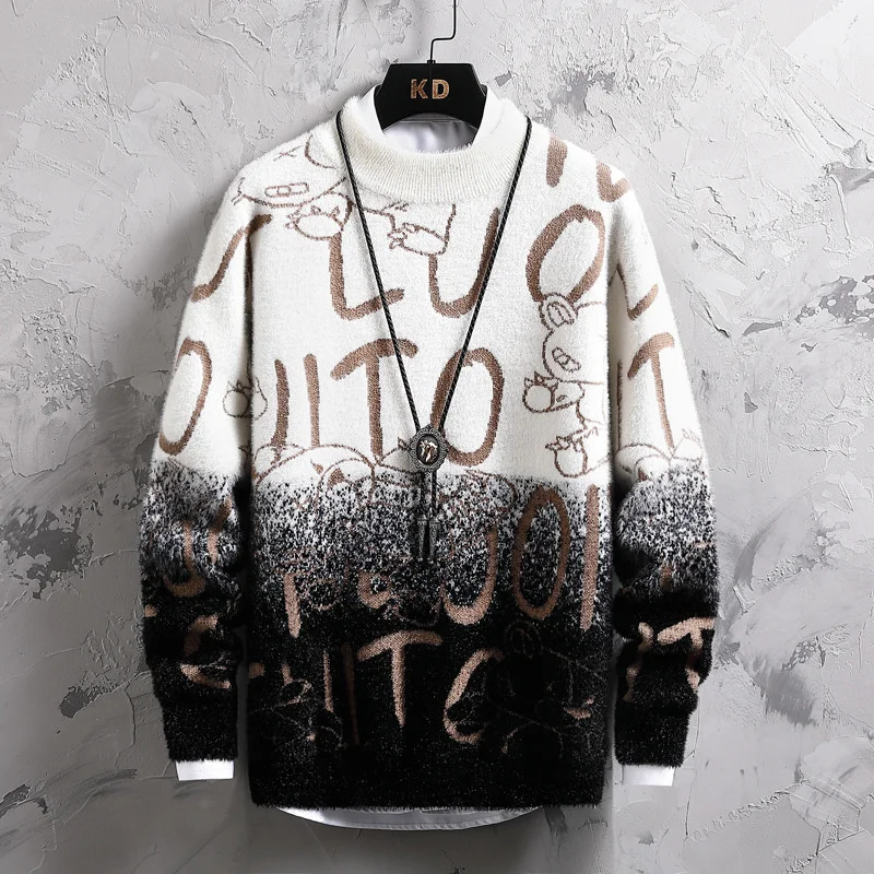 2021 Men's Gradient Bottoming Shirt Light Luxury Fashion Semi High Neck Sweater Winter Warm Personalized Letter Sweater Men
2021 Men's Gradient Bottoming Shirt Light Luxury Fashion Semi High Neck Sweater Winter Warm Personalized Letter Sweater Men